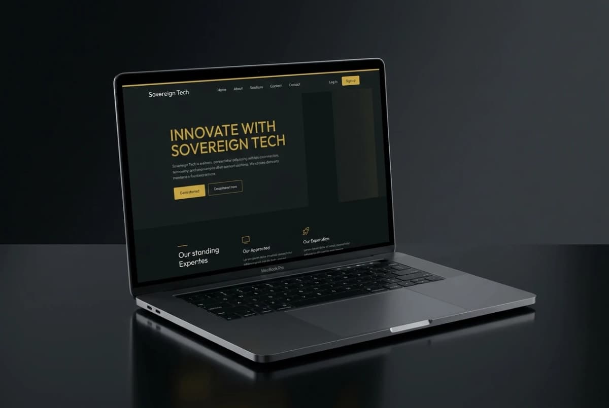 High-fidelity mockup of a professional business website displayed on desktop.